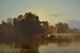 The old moat Oil on canvas Signed with initials and dated 1852 , lower right 41 x 61cm (16 1/8 x 24in.) by George Augustus Williams, 1852, Oil on canvas, offered Dec 2017