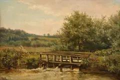 A pool at Chippenham by James Herbert Snell, Oil on canvas, offered Dec 2017