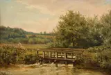 A pool at Chippenham by James Herbert Snell, Oil on canvas, offered Dec 2017