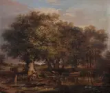 Cattle by a river Oil on canvas Signed and dated 1845 lower left 51 x 61cm (20 x 24in.) Unframed by Siegfried Detlev Bendixen, 1845, Oil on canvas, sold Dec 2017