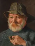 Portrait of a fisherman smoking a pipe Oil on board Signed, upper right 21 x 15cm (8 1/4 x 5 7/8in.) by Claude Pratt, Oil on board, sold Dec 2017
