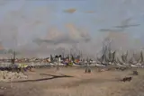 Beach scene with cannons Oil by Jacques Durand-Henriot, Oil on canvas, offered Dec 2017