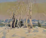 Silver birches in a winter landscape Oil by Graham Noble Norwell, Oil on canvas, offered Dec 2017