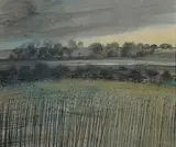 Estuary landscape Oil by Denis Wirth-Miller, Oil on canvas, sold Dec 2017