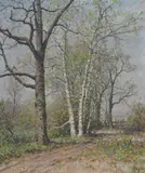 Trees by a path Oil on canvas Signed lower right 82 x 71cm (32 x 27 3/4in.) by Alphonse Stengelin, Oil on canvas, offered Dec 2017