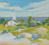 Mediterranean view with church; Pier with boats Oil on canvas Both signed Each 44.5 x 49.5cm (17 1/2 x 19 1/2in.) (2) by Frank Carson, Oil on canvas Both signed Each, offered Dec 2017