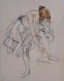 Dancer putting on her shoes Mixed media on paper Signed lower left 58 x 47cm (22 7/8 x 18 1/2in.) Provenance: W.H by Donald Hamilton Fraser, Mixed media on paper, sold Dec 2017