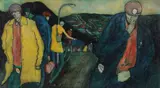 Miners Going For Powder Oil by Tom McGuinness, Oil on canvas laid to board, sold Dec 2017