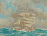 A Windjammer Watercolour Signed and titled by Neville Sotheby Pitcher, Watercolour, offered Dec 2017