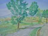 Towards the Pyrenees Gouache Signed with initials by Nicholas Hely Hutchinson, Gouache, sold Dec 2017
