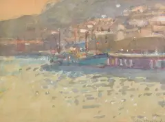 Newlyn by Ken Howard, Watercolour, sold Dec 2017
