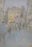 Market Stall by Diana Armfield, Pastel, sold Dec 2017