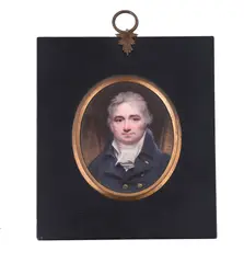 Portrait of the Earl of Buckinghamshire in a blue frock coat Enamel on copper Inscribed verso The Rt by Henry Bone, oil, sold Nov 2017