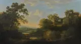 Landscape with ruins Oil on canvas Signed and dated 1768 lower left 68 x 123cm (27 x 48in.) by George Smith, 1768, Oil on canvas, sold Nov 2017