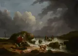 Fishermen - A beach scene under a stormy sky Oil by George Morland, 1793, Oil on canvas, offered Nov 2017