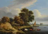 On the Yare Oil on panel Extensively and indistinctly inscribed on old label, verso 45 x 62cm (18 x 24in.) Provenance: Oscar & Peter Johnson, 18/7/90, M7697 by Samuel David Colkett, Oil on panel Extensively and indistinctly inscribed on old label, verso, offered Nov 2017
