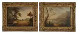 Figures in a coastal landscape; Horse and lone figure with passing cart Oil on panel, a pair One signed with initials lower right Each 23 x 30cm (9 x 12in.) (2) by Charles Towne, Oil on panel, a pair One signed with initials lower right Each, offered Nov 2017