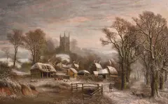 Whiston, Northamptoshire Oil on canvas Signed, titled and dated 1878 verso 87 x 143cm (34 1/4 x 50in.) by Charles Leaver, 1878, Oil on canvas, offered Nov 2017