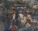 La Zone Paris Oil by Anthony Gross, Oil on canvas, sold Nov 2017