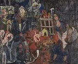 Chien Mechant Oil by Anthony Gross, Oil on canvas, sold Nov 2017