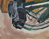 Bicycle Oil by John Bratby, Oil on board, sold Nov 2017