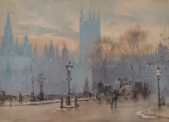 Westminster by Herbert Marshall, 1891, Watercolour heightened with white Both signed lower left, one dated, sold Nov 2017
