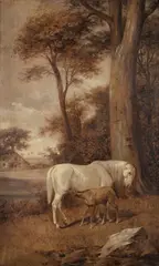 Farmer leading a horse on country road by Rowland Wheelwright, oil on board, offered Nov 2017