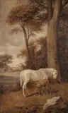 Farmer leading a horse on country road by Rowland Wheelwright, oil on board, offered Nov 2017