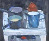 Blue Pots Oil by Archie Forest, Oil on board, sold Nov 2017