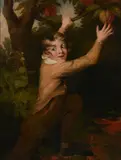 Boy Stealing Fruit Oil on canvas Signed, indistinctly dated, titled and inscribed to canvas, verso 92 x 72cm (36 1/4 x 28 3/8) by James Sant, Oil on canvas, sold Oct 2017