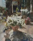 A Sunlit Corner Oil by Bruce Yardley, Oil on canvas, sold Oct 2017