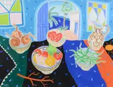 Still life with tomatoes and onions Gouache Signed by Nicholas Hely Hutchinson, Gouache, sold Oct 2017