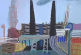 City landscape Acrylic on paper Signed and dated 91 , lower left 57 x 75cm (22 3/8 x 29 1/2in.) Fraser Taylor, British, oils and works on paper by Fraser Taylor, Acrylic on paper, offered Oct 2017