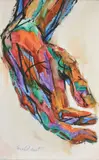 Hand of David Oil on canvas Signed, lower left, with artist's label, to stretcher verso 66 x 41cm (26 x 16 1/8in.) by Herschel Levit, Oil on canvas, sold Oct 2017