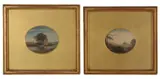 The Bay of Naples; The Rainbow; Sunset; A river scene Four watercolours One signed, lower right Oval, each approx by J Field, watercolor, sold Oct 2017