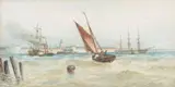 Harbour scene Watercolour Signed and indistinctly dated [1891?] , lower right 49 x 99cm (19 1/4 x 39in.) by Robert Malcolm Lloyd, Watercolour, offered Oct 2017