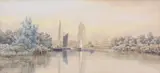 Sailing boats on a river Watercolour Signed, lower left 23 x 50cm (9 x 19 5/8in.) by Stephen John Batchelder, Watercolour, offered Oct 2017
