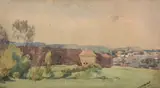Landscape with houses beyond Watercolour and graphite by Thomas Creswick, Watercolour and graphite, offered Oct 2017