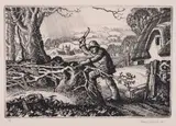 The Hedger Etching, 1928 Signed and dated ( and numbered VIII , in pencil 10 x 15cm (3 7/8 x 5 7/8in.) Robin Tanner (1904 by Robin Tanner, Etching, sold Oct 2017
