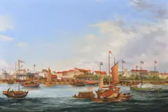The Hongs of Canton Oil by John Bentham-Dinsdale, Oil on canvas, sold Oct 2017