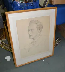 Portrait of Leslie Howard-Astor Pencil Signed and dated 1937 along lower edge 54 x 43.5cm (21 1/4 x 17 1/4in.) by Reginald Grenville Eves, 1937, Pencil, sold Oct 2017