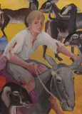 The Pedler Goatherd Oil by Orovida Camille Pissarro, 1954, Oil on board, sold Oct 2017