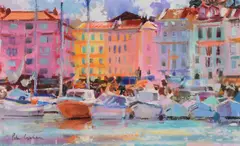 Old port at Cannes Acrylic by Peter Graham, Acrylic on canvas, sold Oct 2017