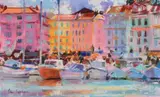 Old port at Cannes Acrylic by Peter Graham, Acrylic on canvas, sold Oct 2017