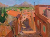 La Calle Cruces Oil by Olwen Tarrant, Oil on canvas, sold Oct 2017