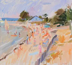 La Plage by John Cunningham, Oil on canvas, sold Oct 2017