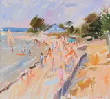 La Plage by John Cunningham, Oil on canvas, sold Oct 2017