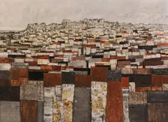 City Oil on board 91 x 102cm (35 3/4 x 48in.) Painted in 1967 by John Ridgewell, 1967, Oil on board, sold Oct 2017