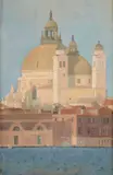 Midday Santa Maria della Salute Oil by Peter Kelly, Oil on board, sold Oct 2017