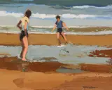 In the shallows Oil by Donald McIntyre, Oil on board, sold Oct 2017